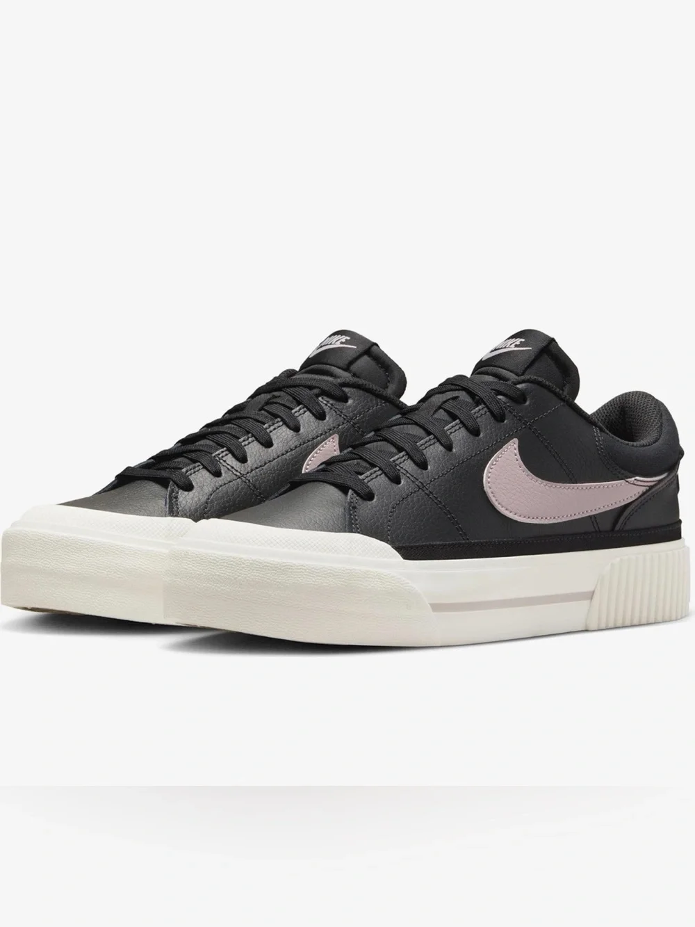 Nike Court Legacy Lift Black Platinum Violet Platform Sneakers